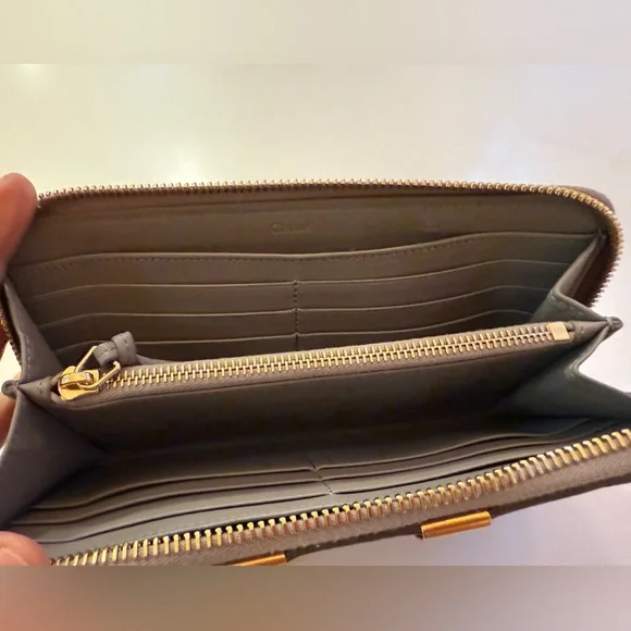 Chloe Marcie Full Zip Around Continental Wallet Gray - Picture 7 of 15